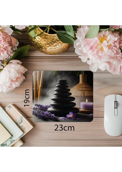 Bambu Arka Planlı Spa Mousepad Tasarımı - 19X23 cm 2 mm Dikdörtgen Ithal Baskılı Mouse Pad