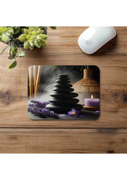 Bambu Arka Planlı Spa Mousepad Tasarımı - 19X23 cm 2 mm Dikdörtgen Ithal Baskılı Mouse Pad fırsatları