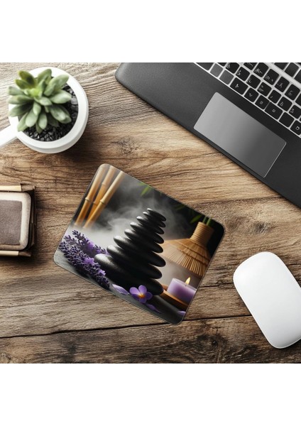 Bambu Arka Planlı Spa Mousepad Tasarımı - 19X23 cm 2 mm Dikdörtgen Ithal Baskılı Mouse Pad