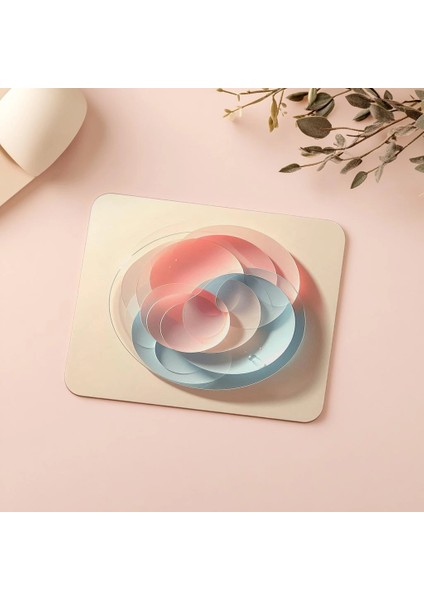 Pastel Renkli Geometrik Mousepad – Daire Temalı - 19X23 cm 2 mm Dikdörtgen Ithal Baskılı Mouse Pad indirimleri