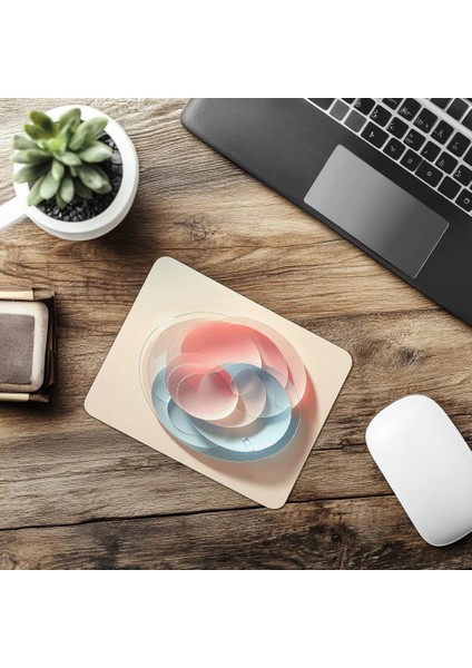 Pastel Renkli Geometrik Mousepad – Daire Temalı - 19X23 cm 2 mm Dikdörtgen Ithal Baskılı Mouse Pad