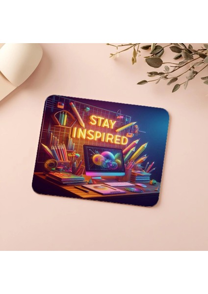 Sanat ve Ilham Temalı Mousepad – Stay Inspired - 19X23 cm 2 mm Dikdörtgen Ithal Baskılı Mouse Pad indirimleri