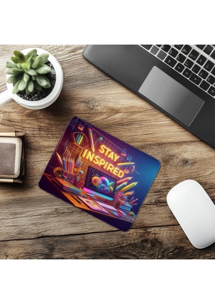 Sanat ve Ilham Temalı Mousepad – Stay Inspired - 19X23 cm 2 mm Dikdörtgen Ithal Baskılı Mouse Pad