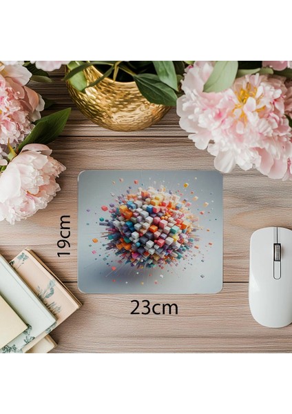 Çok Renkli Küp Hareketli Mousepad - 19X23 cm 2 mm Dikdörtgen Ithal Baskılı Mouse Pad