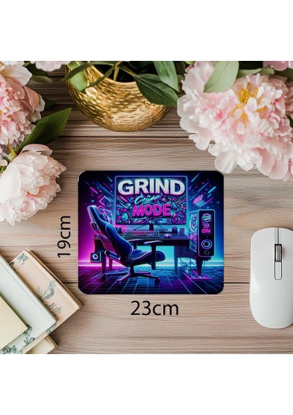 Grind Mode On Temalı Gamer Stil Mousepad - 19X23 cm 2 mm Dikdörtgen Ithal Baskılı Mouse Pad