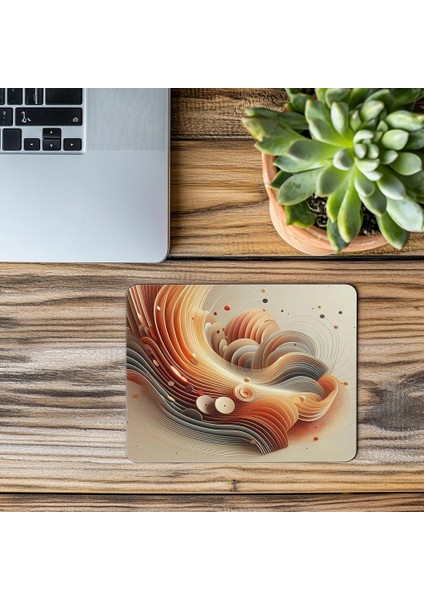 Turuncu ve Bej Oval Dalgalı Mousepad - 19X23 cm 2 mm Dikdörtgen Ithal Baskılı Mouse Pad modelleri