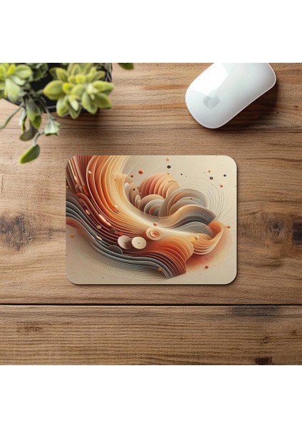 Turuncu ve Bej Oval Dalgalı Mousepad - 19X23 cm 2 mm Dikdörtgen Ithal Baskılı Mouse Pad fırsatları