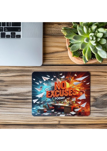 Üretkenlik Için Tasarlanmış No Excuses Mousepad - 19X23 cm 2 mm Dikdörtgen Ithal Baskılı Mouse Pad modelleri