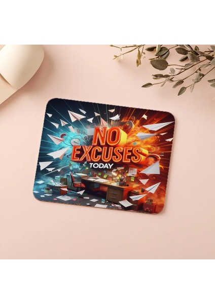 Üretkenlik Için Tasarlanmış No Excuses Mousepad - 19X23 cm 2 mm Dikdörtgen Ithal Baskılı Mouse Pad indirimleri