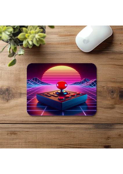 Joystick Temalı 3D Mousepad – Synthwave Etkili - 19X23 cm 2 mm Dikdörtgen Ithal Baskılı Mouse Pad fırsatları