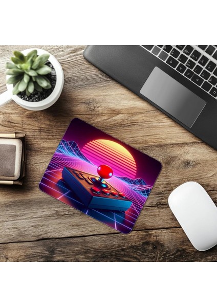 Joystick Temalı 3D Mousepad – Synthwave Etkili - 19X23 cm 2 mm Dikdörtgen Ithal Baskılı Mouse Pad