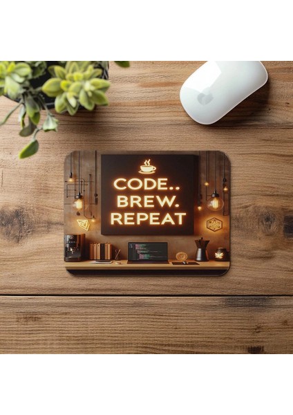 Motivasyon Temalı Kod & Kahve Mouse Pad - 19X23 cm 2 mm Dikdörtgen Ithal Baskılı Mouse Pad fırsatları