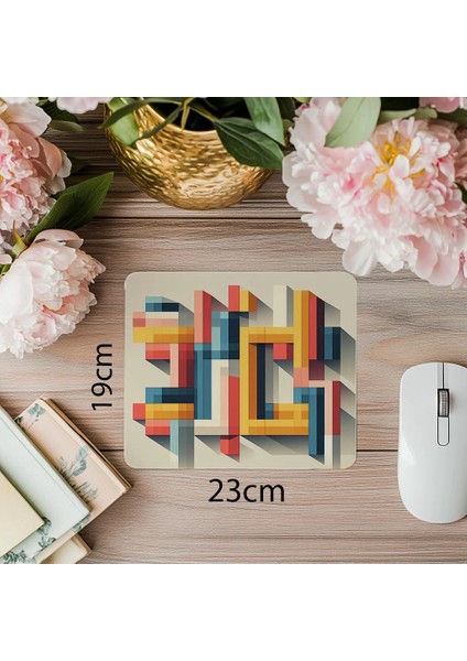 Dik Açılı Geometrik Blok Tasarımı Mousepad - 19X23 cm 2 mm Dikdörtgen Ithal Baskılı Mouse Pad