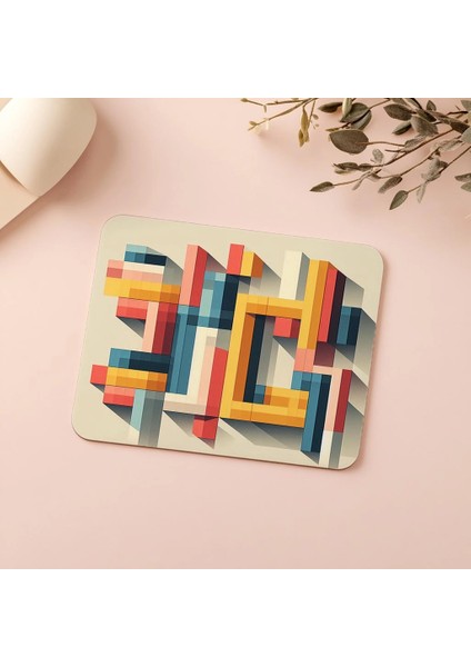 Dik Açılı Geometrik Blok Tasarımı Mousepad - 19X23 cm 2 mm Dikdörtgen Ithal Baskılı Mouse Pad indirimleri
