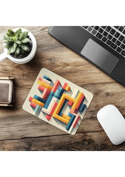 Dik Açılı Geometrik Blok Tasarımı Mousepad - 19X23 cm 2 mm Dikdörtgen Ithal Baskılı Mouse Pad