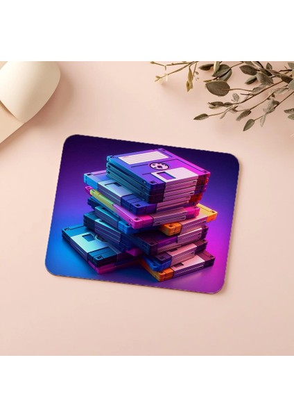 Glowing Label’lı Disket Mouse Pad Tasarımı - 19X23 cm 2 mm Dikdörtgen Ithal Baskılı Mouse Pad indirimleri