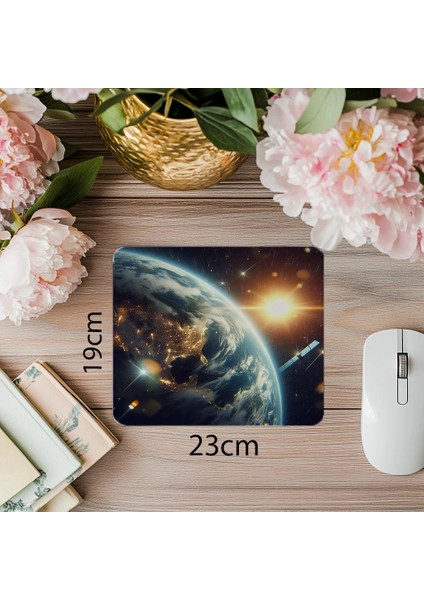 Atmosfer Işıltılı 3D Yeryüzü Mousepad - 19X23 cm 2 mm Dikdörtgen Ithal Baskılı Mouse Pad