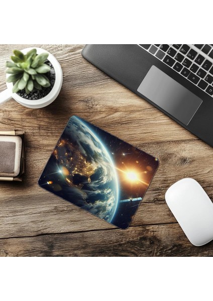 Atmosfer Işıltılı 3D Yeryüzü Mousepad - 19X23 cm 2 mm Dikdörtgen Ithal Baskılı Mouse Pad
