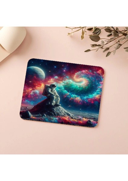 Spiral Galaksiye Bakan Figür Mouse Pad - 19X23 cm 2 mm Dikdörtgen Ithal Baskılı Mouse Pad indirimleri