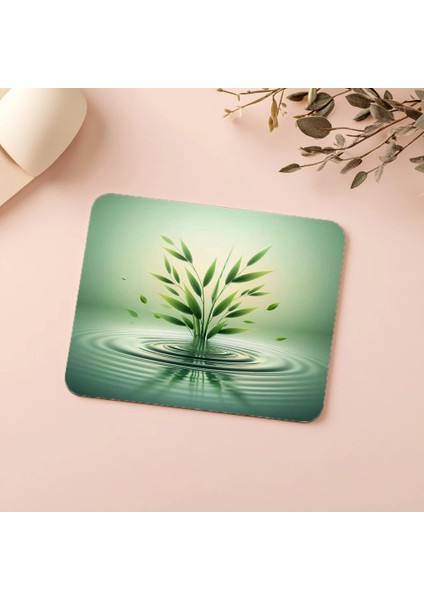 Hafif Dalgacıklı Su & Bambu Tasarımı Mousepad - 19X23 cm 2 mm Dikdörtgen Ithal Baskılı Mouse Pad indirimleri