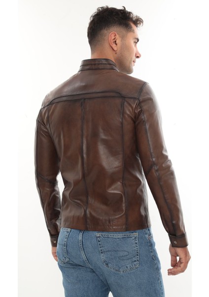 Hakiki Kuzu Deri Mont Ceket Kahverengi