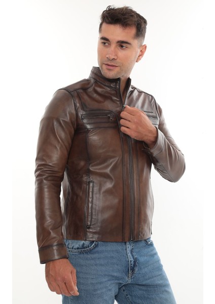 Hakiki Kuzu Deri Mont Ceket Kahverengi modelleri