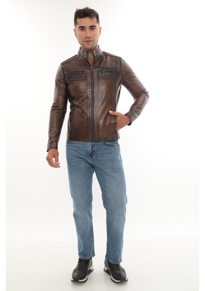 Hakiki Kuzu Deri Mont Ceket Kahverengi fırsatları