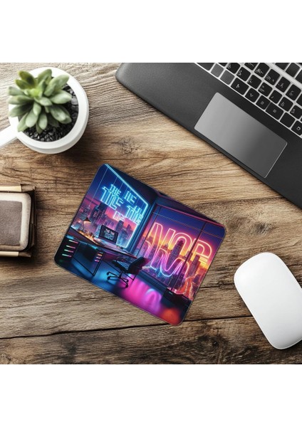 Neon Işıklı Motivasyon Mousepad – The Time Is Now - 19X23 cm 2 mm Dikdörtgen Ithal Baskılı Mouse Pad