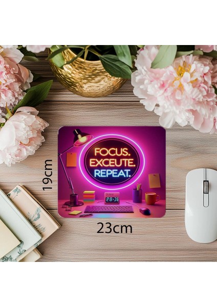 Günlük Hedef Mousepad – Focus Execute Motivasyon Tasarımı - 19X23 cm 2 mm Dikdörtgen Ithal Baskılı Mouse Pad