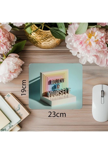 Motivasyon Dolu 3D Mousepad – Inanç Sloganlı - 19X23 cm 2 mm Dikdörtgen Ithal Baskılı Mouse Pad