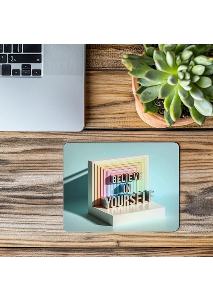 Motivasyon Dolu 3D Mousepad – Inanç Sloganlı - 19X23 cm 2 mm Dikdörtgen Ithal Baskılı Mouse Pad modelleri