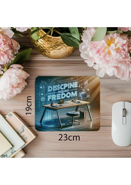 Renkli Disiplin ve Özgürlük Mesajlı Mousepad - 19X23 cm 2 mm Dikdörtgen Ithal Baskılı Mouse Pad