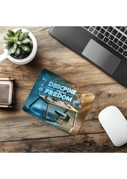 Renkli Disiplin ve Özgürlük Mesajlı Mousepad - 19X23 cm 2 mm Dikdörtgen Ithal Baskılı Mouse Pad