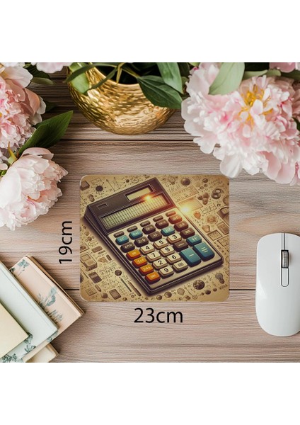 Matematik Sembolüyle Retro Calculator Mouse Pad - 19X23 cm 2 mm Dikdörtgen Ithal Baskılı Mouse Pad