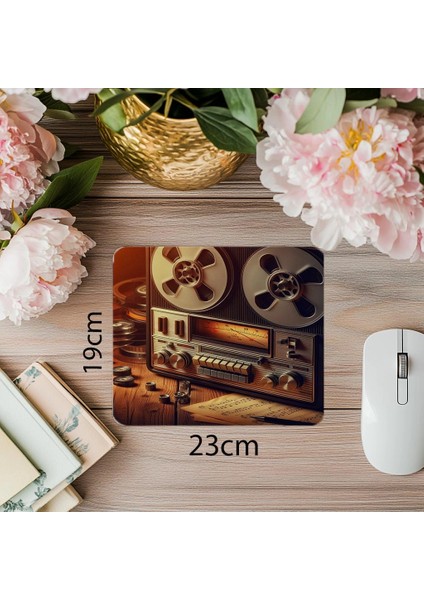 Sıcak Işıklı Nostaljik Teyp Mouse Pad - 19X23 cm 2 mm Dikdörtgen Ithal Baskılı Mouse Pad
