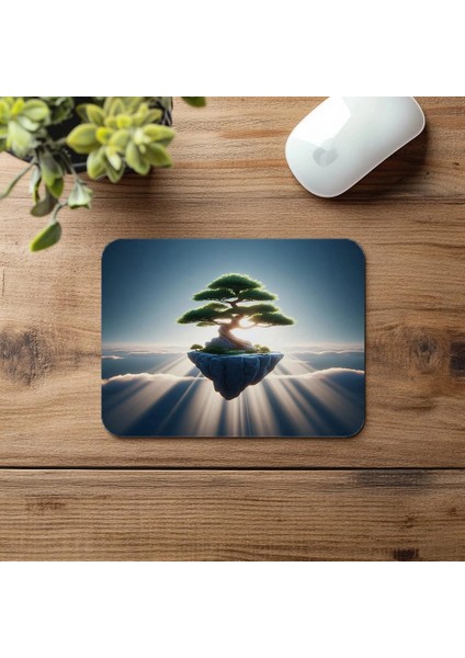 Işık Hüzmeli Sürreal Bonsai Mousepad - 19X23 cm 2 mm Dikdörtgen Ithal Baskılı Mouse Pad fırsatları