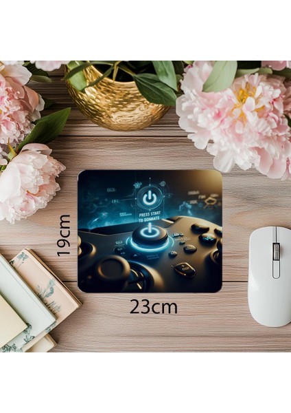 Press Start Yazılı Güçlü Gamer Mousepad - 19X23 cm 2 mm Dikdörtgen Ithal Baskılı Mouse Pad