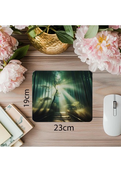Işık Geçiren Bambu Ormanı Mousepad - 19X23 cm 2 mm Dikdörtgen Ithal Baskılı Mouse Pad