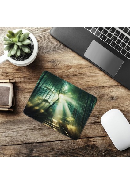 Işık Geçiren Bambu Ormanı Mousepad - 19X23 cm 2 mm Dikdörtgen Ithal Baskılı Mouse Pad
