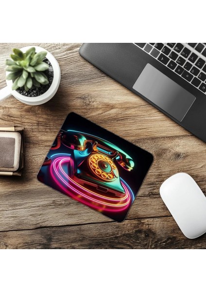 Kablolu Eski Telefon Mouse Pad – Parlak Görünüm - 19X23 cm 2 mm Dikdörtgen Ithal Baskılı Mouse Pad