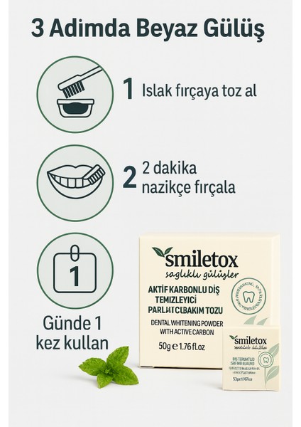 Detox Etkili Aktif Karbonlu Diş Beyazlatıcı 50g-7 Günde Kahve/Çay/Sigara Lekelerine Etkili Çözüm modelleri
