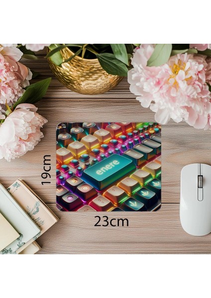 Retro Mekanik Klavye Temalı Mouse Pad - 19X23 cm 2 mm Dikdörtgen Ithal Baskılı Mouse Pad
