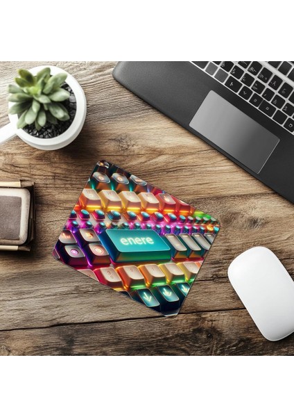 Retro Mekanik Klavye Temalı Mouse Pad - 19X23 cm 2 mm Dikdörtgen Ithal Baskılı Mouse Pad