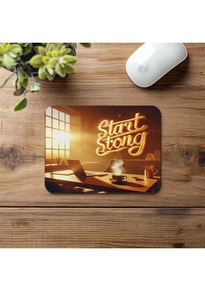 Start Strong Temalı Gün Doğumu Mousepad - 19X23 cm 2 mm Dikdörtgen Ithal Baskılı Mouse Pad fırsatları