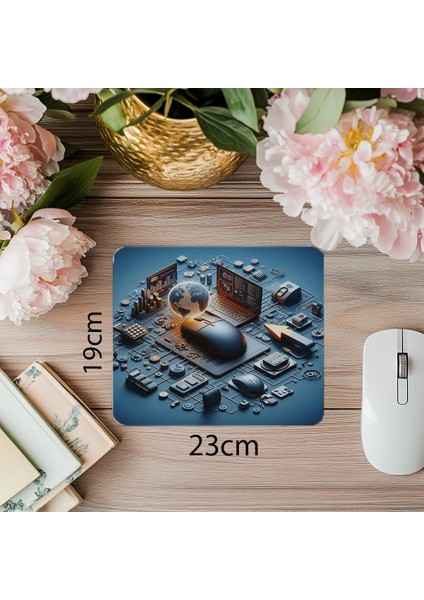 Kule Pc ve Crt Monitörlü Mousepad - 19X23 cm 2 mm Dikdörtgen Ithal Baskılı Mouse Pad