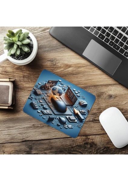 Kule Pc ve Crt Monitörlü Mousepad - 19X23 cm 2 mm Dikdörtgen Ithal Baskılı Mouse Pad