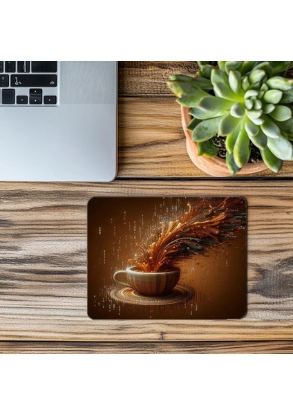 Akışkan Kod Hattı ve Kahve Damlası Mousepad - 19X23 cm 2 mm Dikdörtgen Ithal Baskılı Mouse Pad modelleri