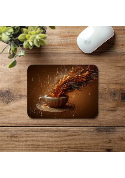 Akışkan Kod Hattı ve Kahve Damlası Mousepad - 19X23 cm 2 mm Dikdörtgen Ithal Baskılı Mouse Pad fırsatları