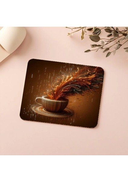 Akışkan Kod Hattı ve Kahve Damlası Mousepad - 19X23 cm 2 mm Dikdörtgen Ithal Baskılı Mouse Pad indirimleri