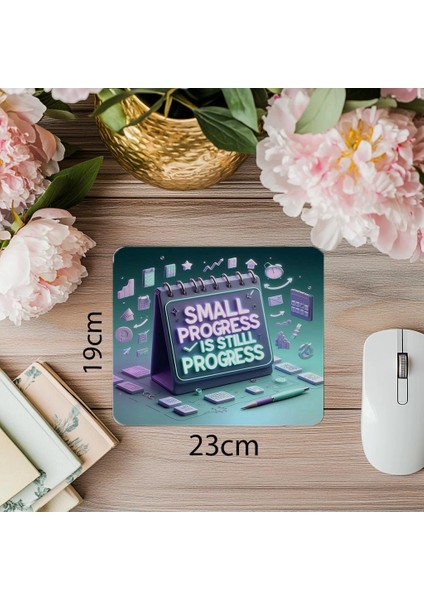 Küçük Ilerlemeler Sloganlı Mousepad – 3D Renkli - 19X23 cm 2 mm Dikdörtgen Ithal Baskılı Mouse Pad